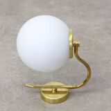 Vintage Italian Mid-century Brass and Opaline Wall Lamp