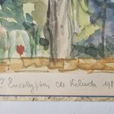 Watercolour 1981 "The Eucalyptus of Kelinda", signed S. Zurich and framed.