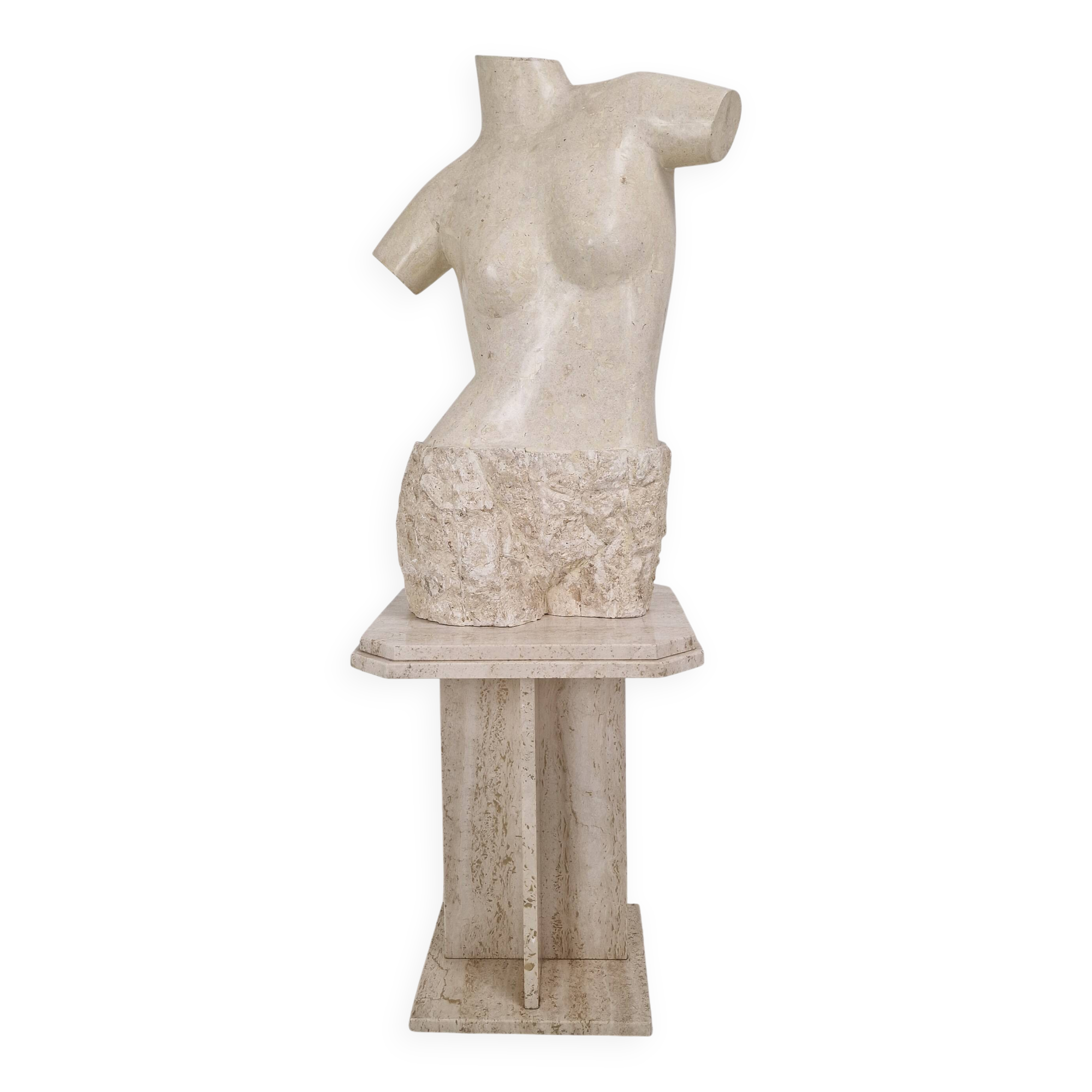 Sculptural Contemporary Female Torso Crafted from Layered Reclaimed Mactan