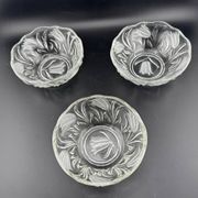 Small Pressed Glass Bowls with Frosted Tulip Decor - Vintage Bowls