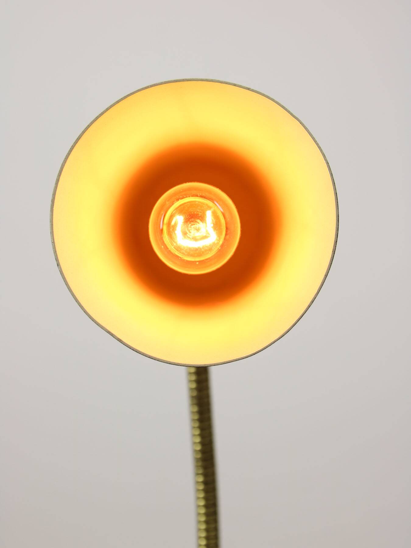 Mid-Century Italian Mini Gooseneck Table Lamp in Black and Brass