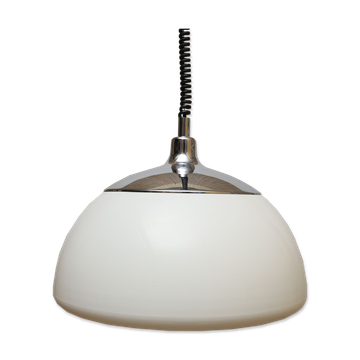 Suspension en plastique blanc et chrome 1970s