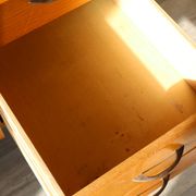 Oak desk, splayed legs, drawers, 1960.