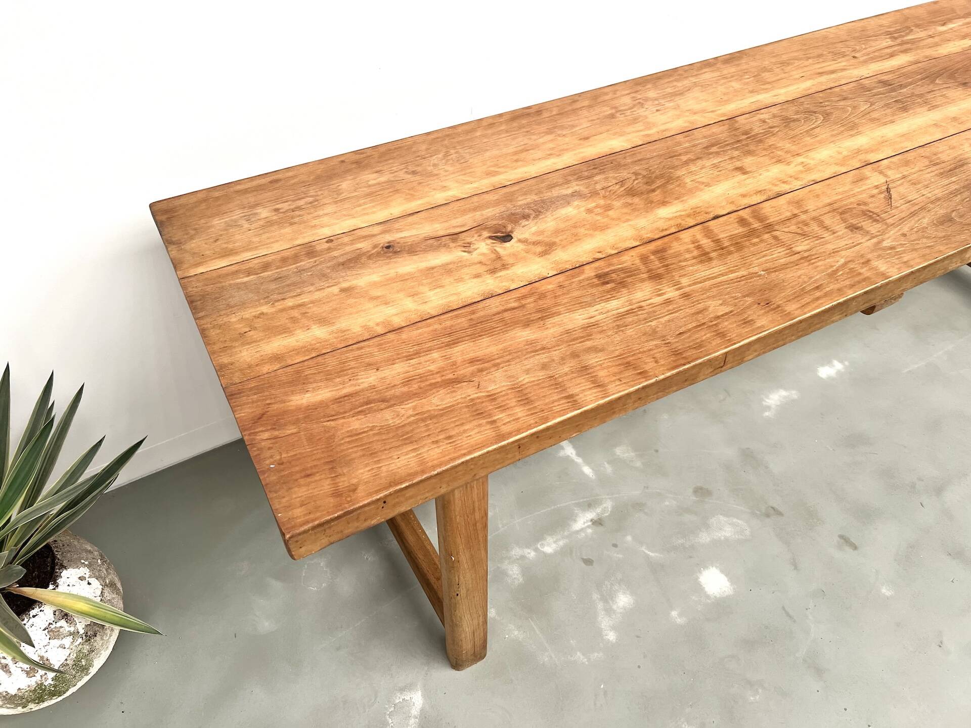 Large brutalist beech farmhouse table