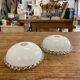 Pair of white glass pendant lights