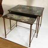 Brass and glass mirrored nesting tables