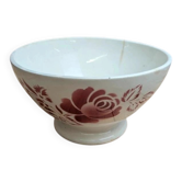 Old ironstone bowl from Digoin – Pink floral decoration – Vintage