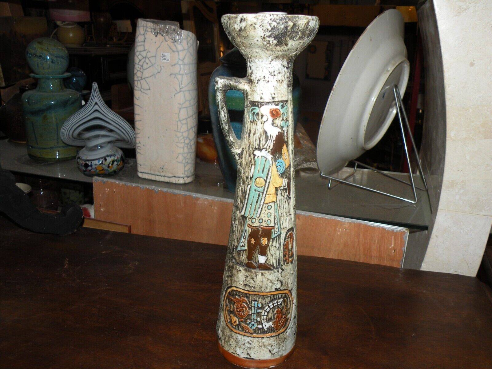 Italian Ceramic Brescian Arco Gardasse Candlestick 1970