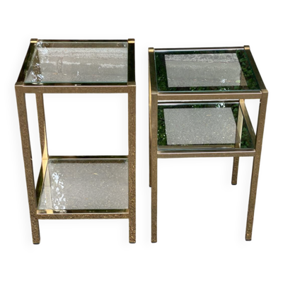 2 tables de chevets bout de canapé en laiton et verre transparent Maison Ja