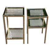 2 tables de chevets bout de canapé en laiton et verre transparent Maison Ja