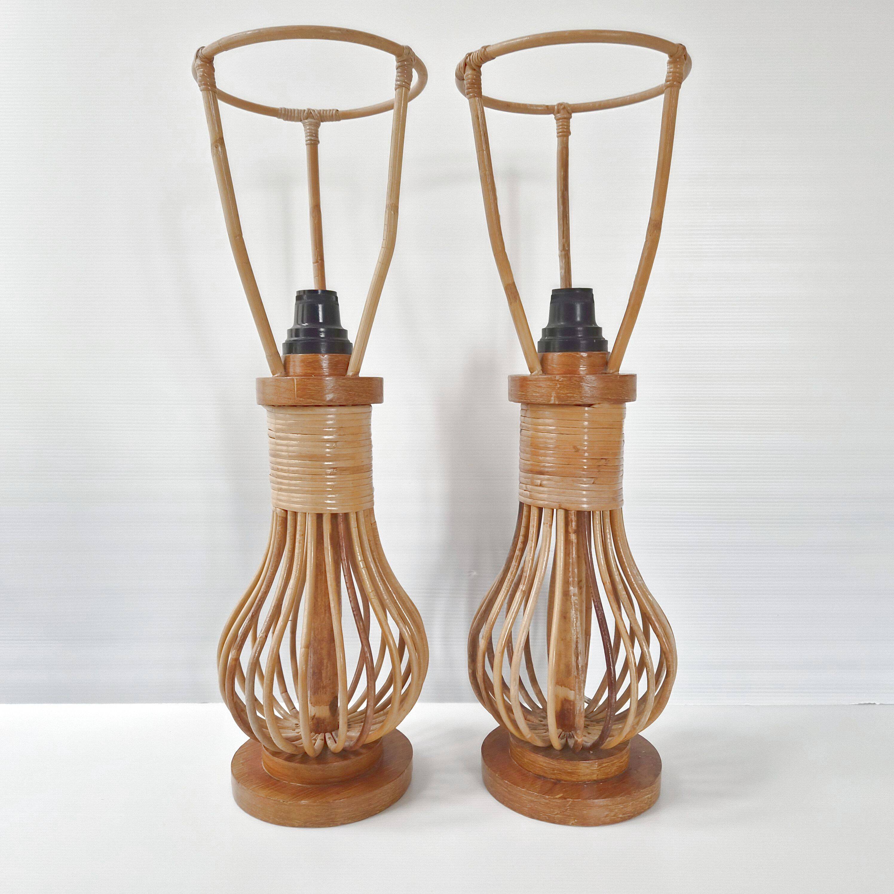 Pair of vintage rattan lamps 1960
