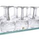 Cut crystal champagne coupes from the 1950s.