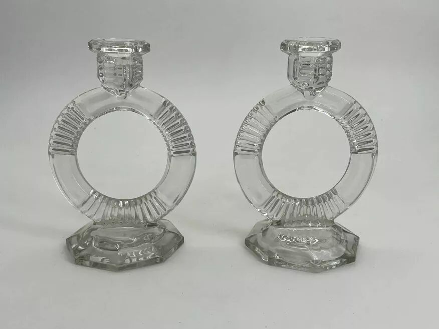 Pair of antique crystal candlesticks