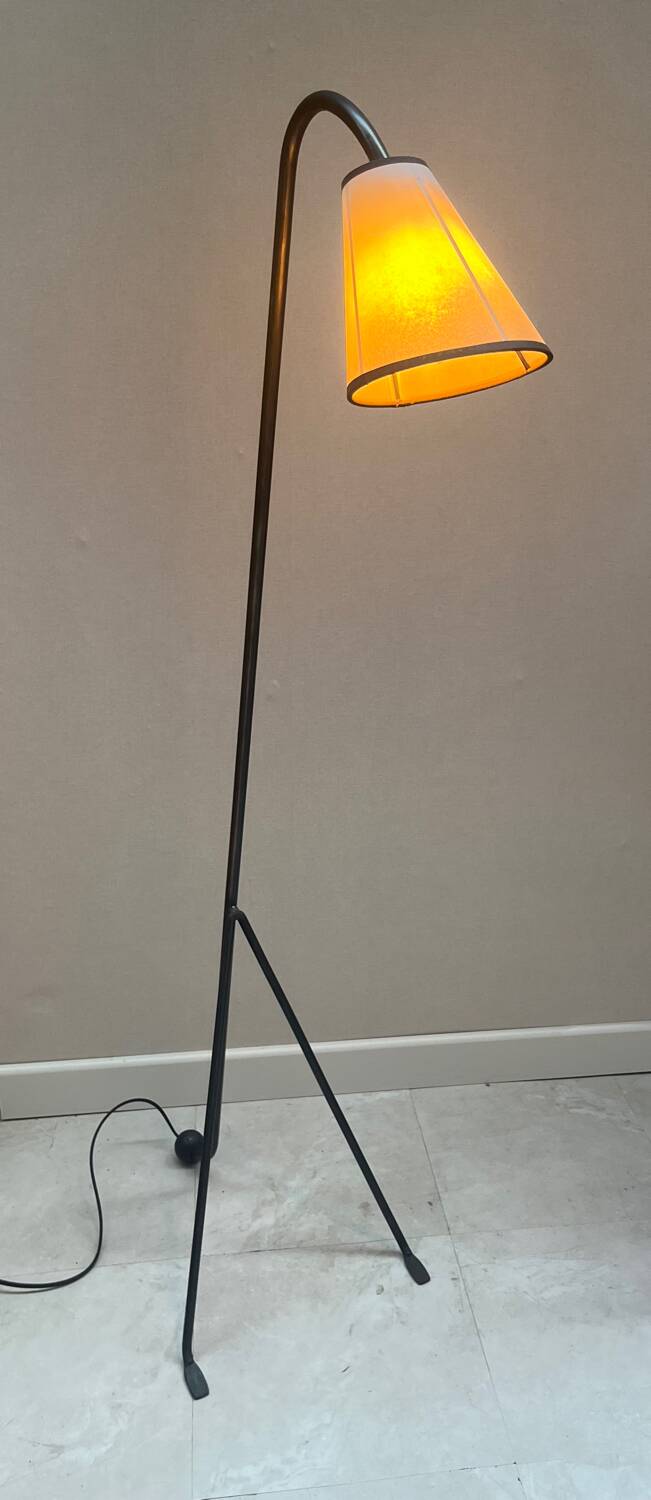 LIX Floor lamp base in raw steel with Caravan lampshade