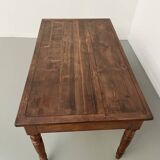 Walnut and pine drapery farmhouse table