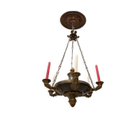 Antique Neo-Renaissance Greenman candle chandelier (Empire)