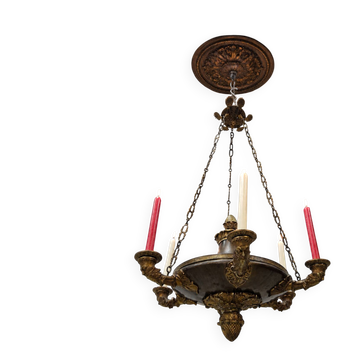 Antique Neo-Renaissance Greenman candle chandelier (Empire)