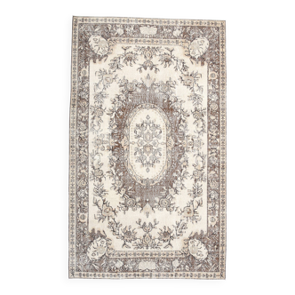 6x10 Brown & Cream Classic Turkish Vintage Rug, 177x296Cm