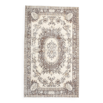 6x10 Brown & Cream Classic Turkish Vintage Rug, 177x296Cm