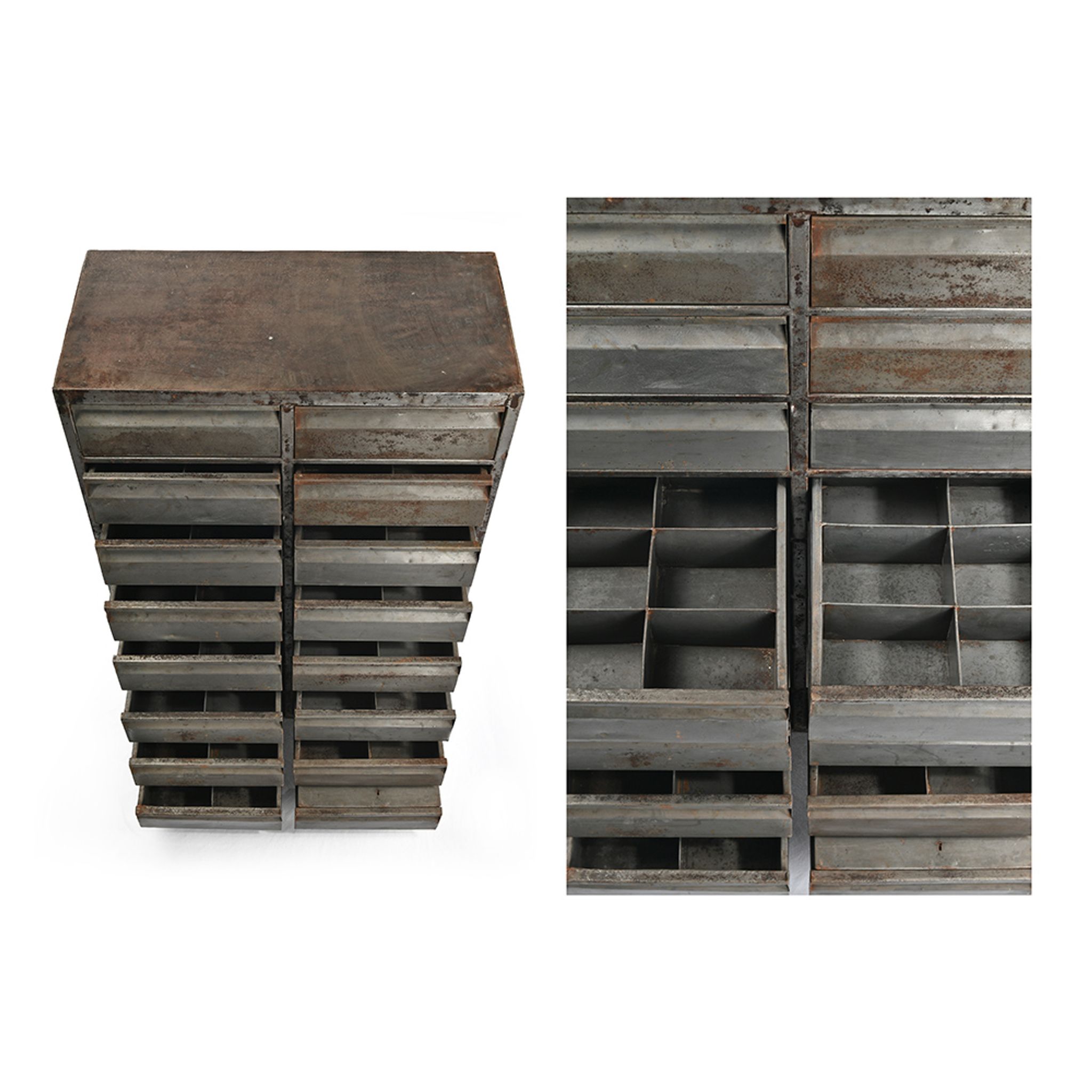 16-drawer metal workshop dresser