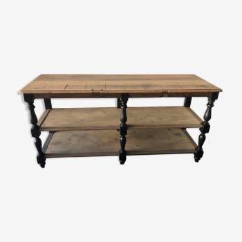 Draper in oak trade counter table / haberdashery
