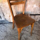 Old vintage baumann light wood bistro chair #a566