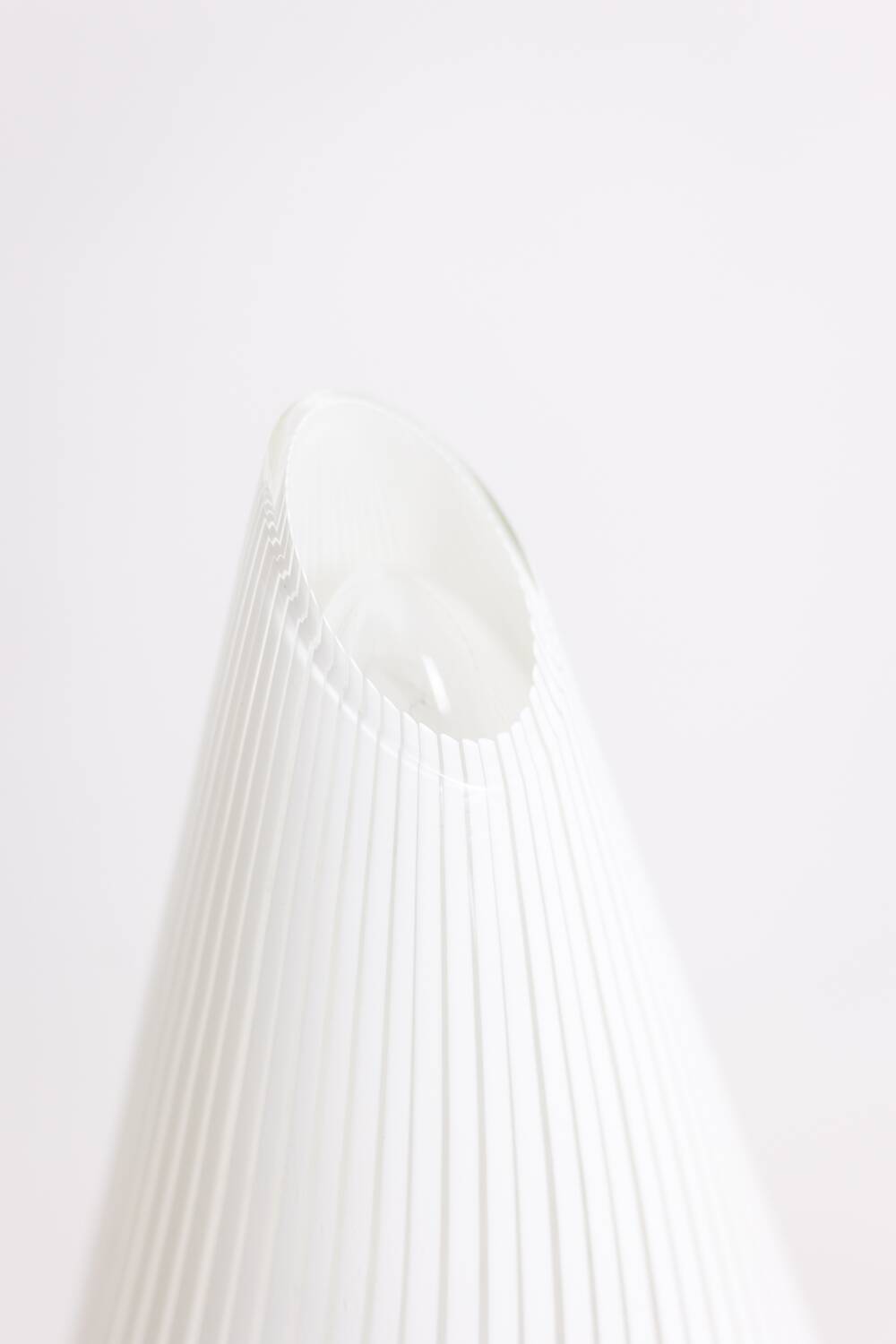 Conical Murano glass lamp with white striped patterns. 1970s.