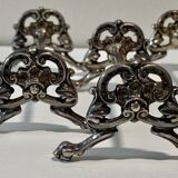 6 silver metal lion paw knife holders