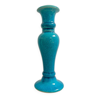 Bougeoir vintage en céramique émaillée – Bleu méditerranéen