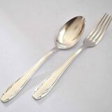 Vintage gulden cutlery in silver metal - fork + modernist spoon 1940/1950