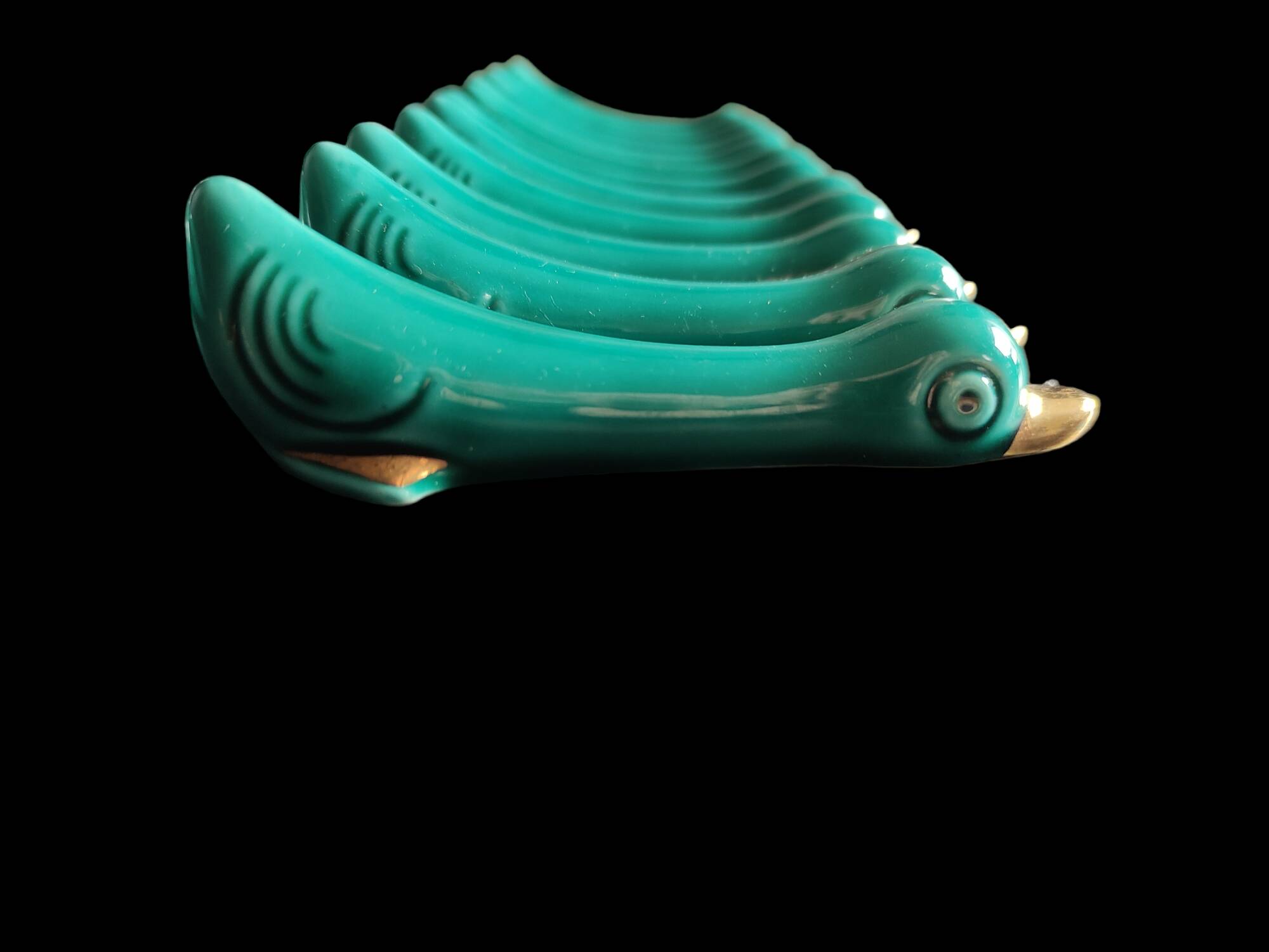 turquoise ceramic dinner service from the 40s/50s