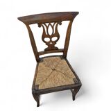 4 x elm dining chair with a carved back frame in a rosette / France / 1890-1900