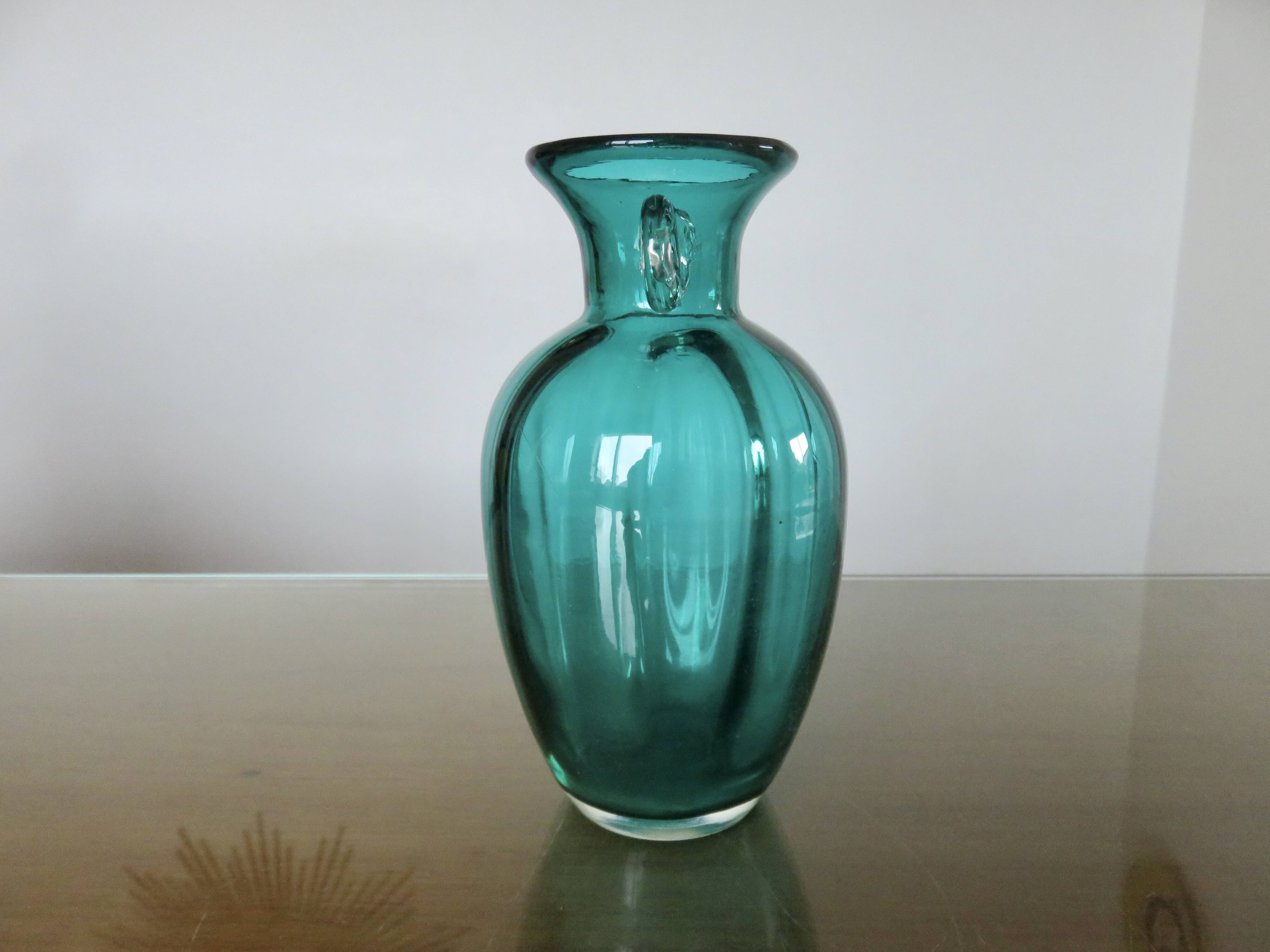 Turquoise Murano blown glass vase, 1970s