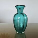 Turquoise Murano blown glass vase, 1970s