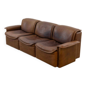 Canapé modulable De Sede DS-12 en cuir cognac, années 70