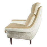 Beige velvet armchair Danish The Moderns
