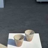 Set of 2 cups in Indonesian ceramic (brown & speckled glazed matte)