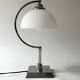 Bureau lamp / bedside lamp Bauhaus chrome metal & opal glass, design 1970