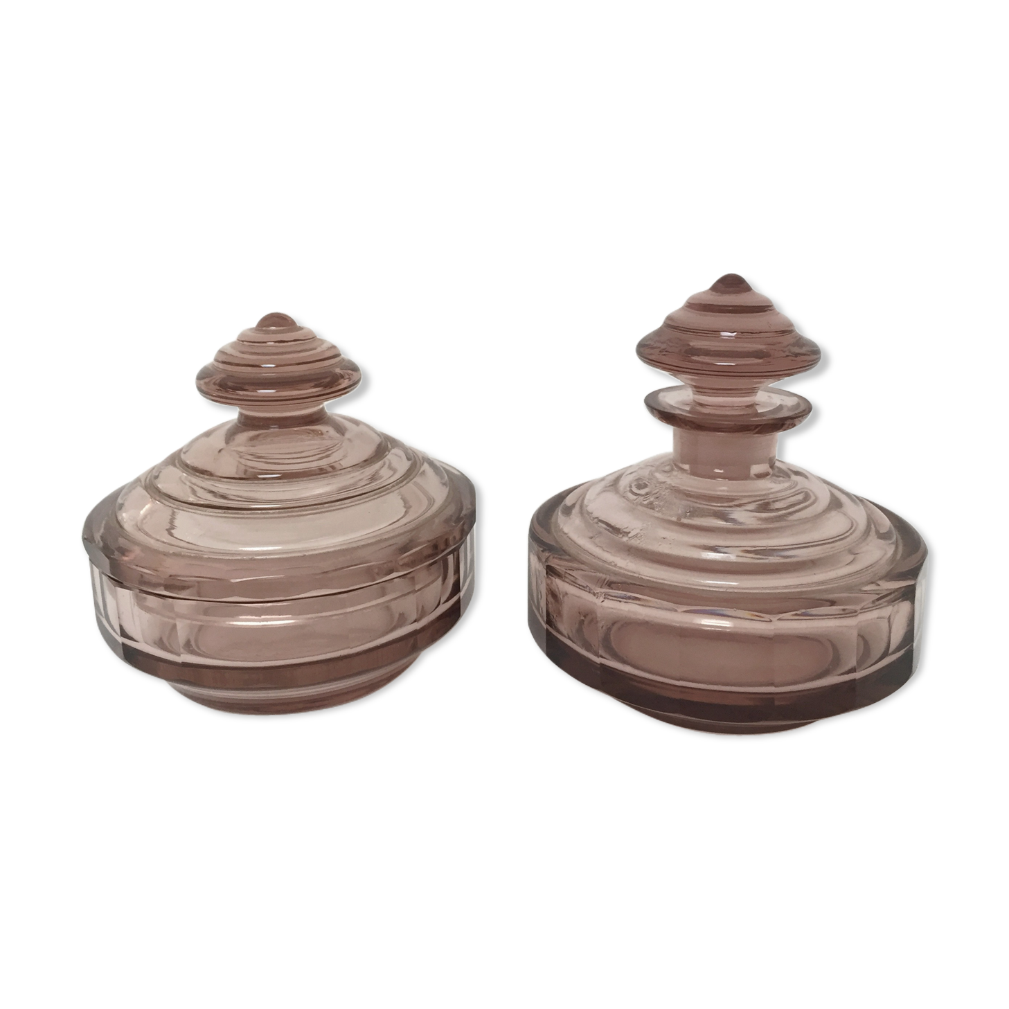 Duo Czech crystal bottles, 1950