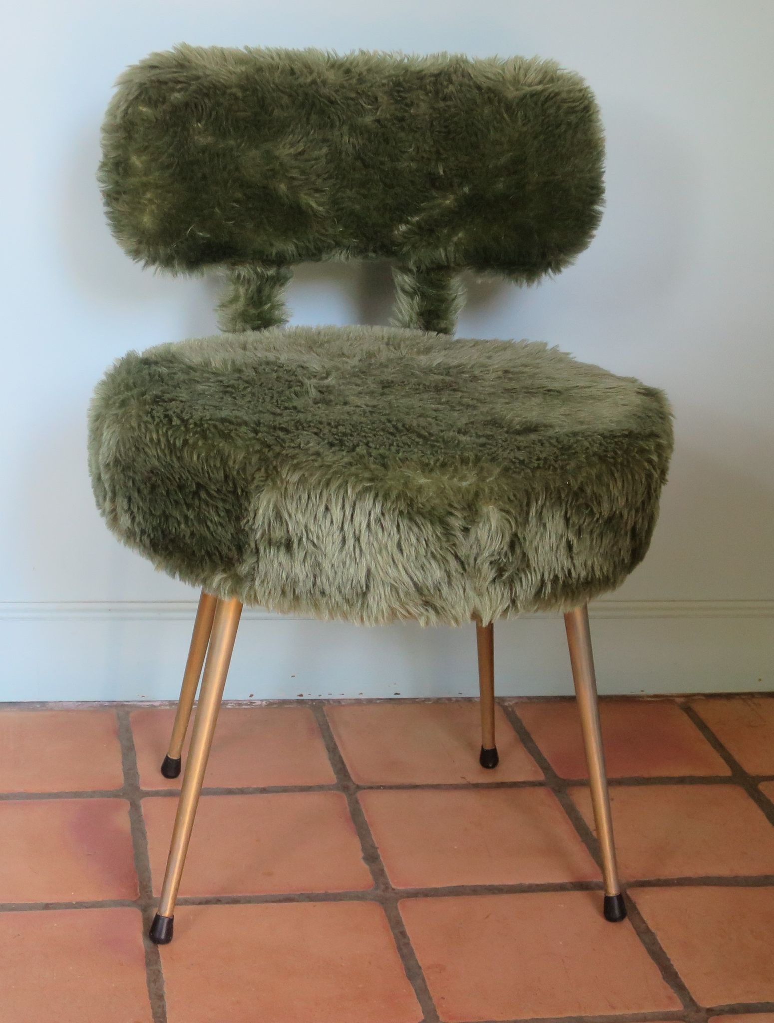 Chair armchair moumoute green pelfran (label) feet gold metal