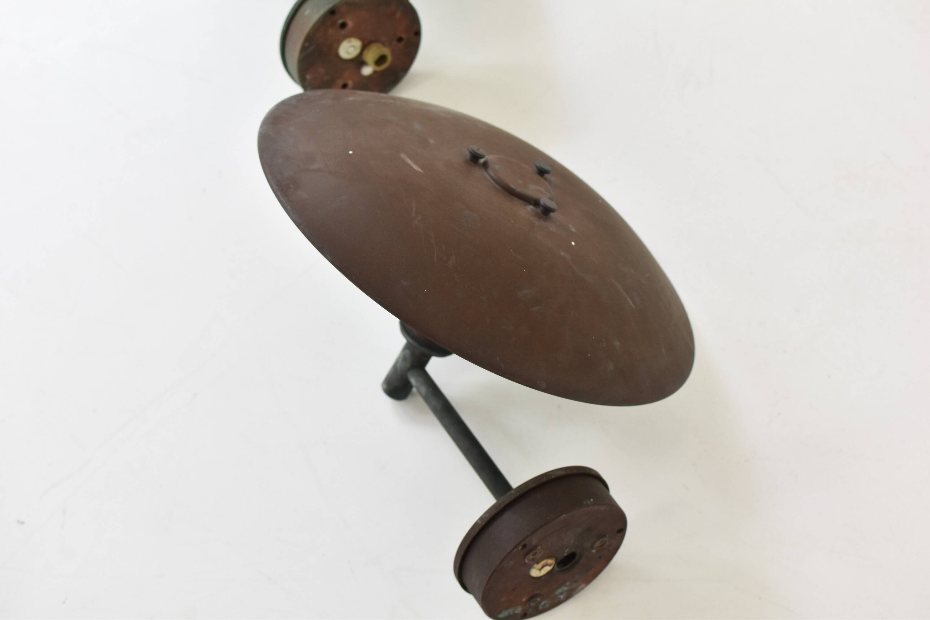 A set of two ph 4.5 copper wall lamps by poul henningsen for louis poulsen, denmark 1980s.