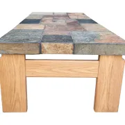 Van Bennekom slate & oak coffee table, Netherlands, 1970s – Kingma style