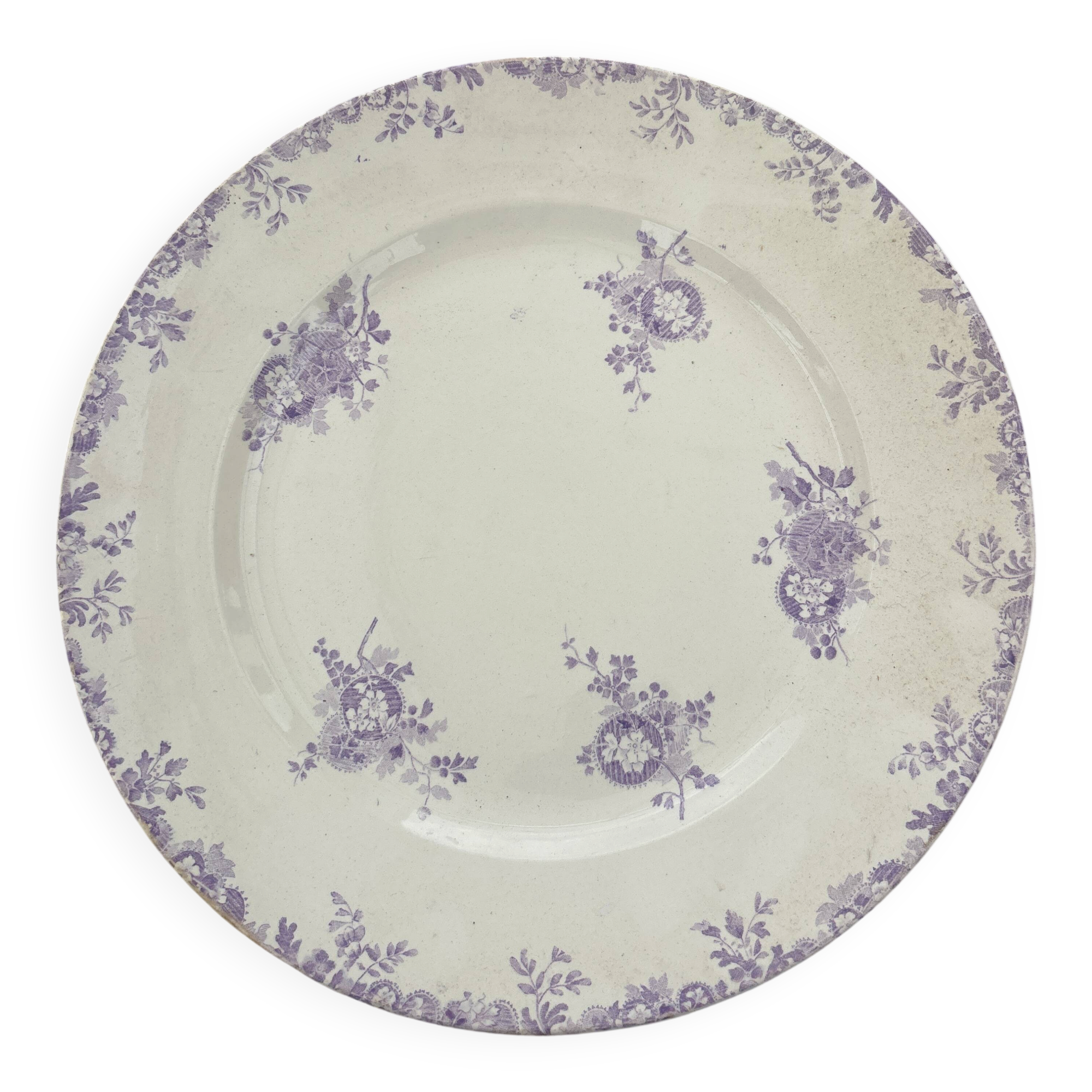 Antique Longwy Hanoï Serving Platter • Lavender Transferware, c.1890–1900 (