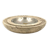 Travertine & brass vide poche / ashtray, Cerri Nestore, Italy, 1970s