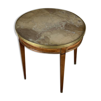 Mahogany table brass fillets and Louis XVI-style marble tablet