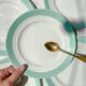 5 small vintage French porcelain plates, white and green, Céranord