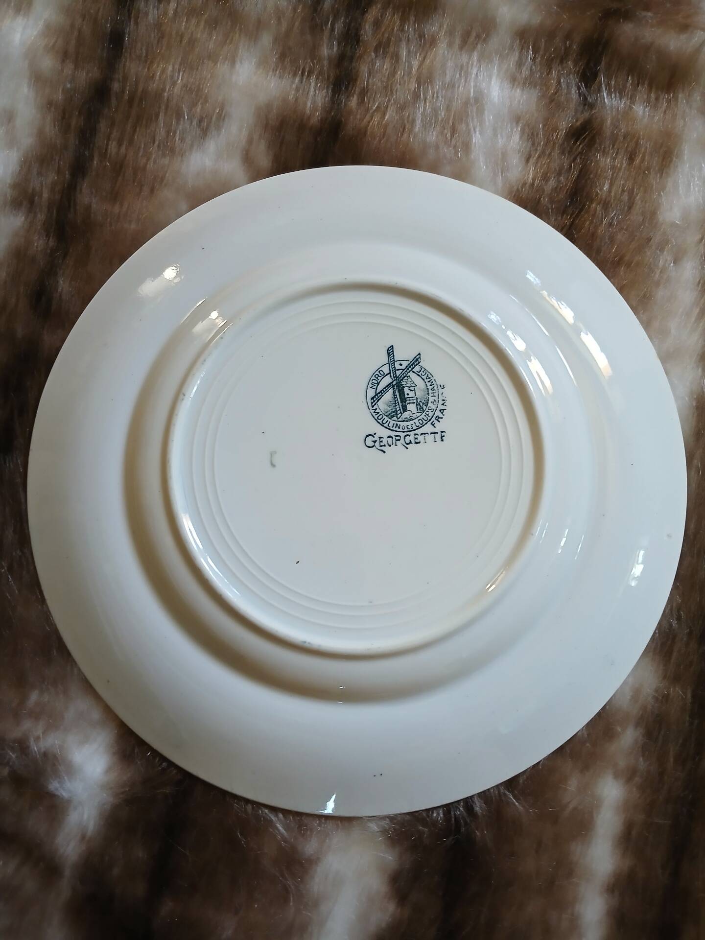 13 mismatched flat plates in ironstone