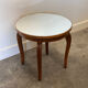 Table d'appoint Art Déco française, table ronde vintage en bois des années 1930 avec plateau en miroir