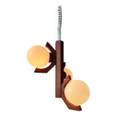 Suspension mid-century marron Bony avec abat-jour en verre opalin