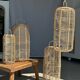 Large lantern-shaped rattan pendant lamp H50 D24